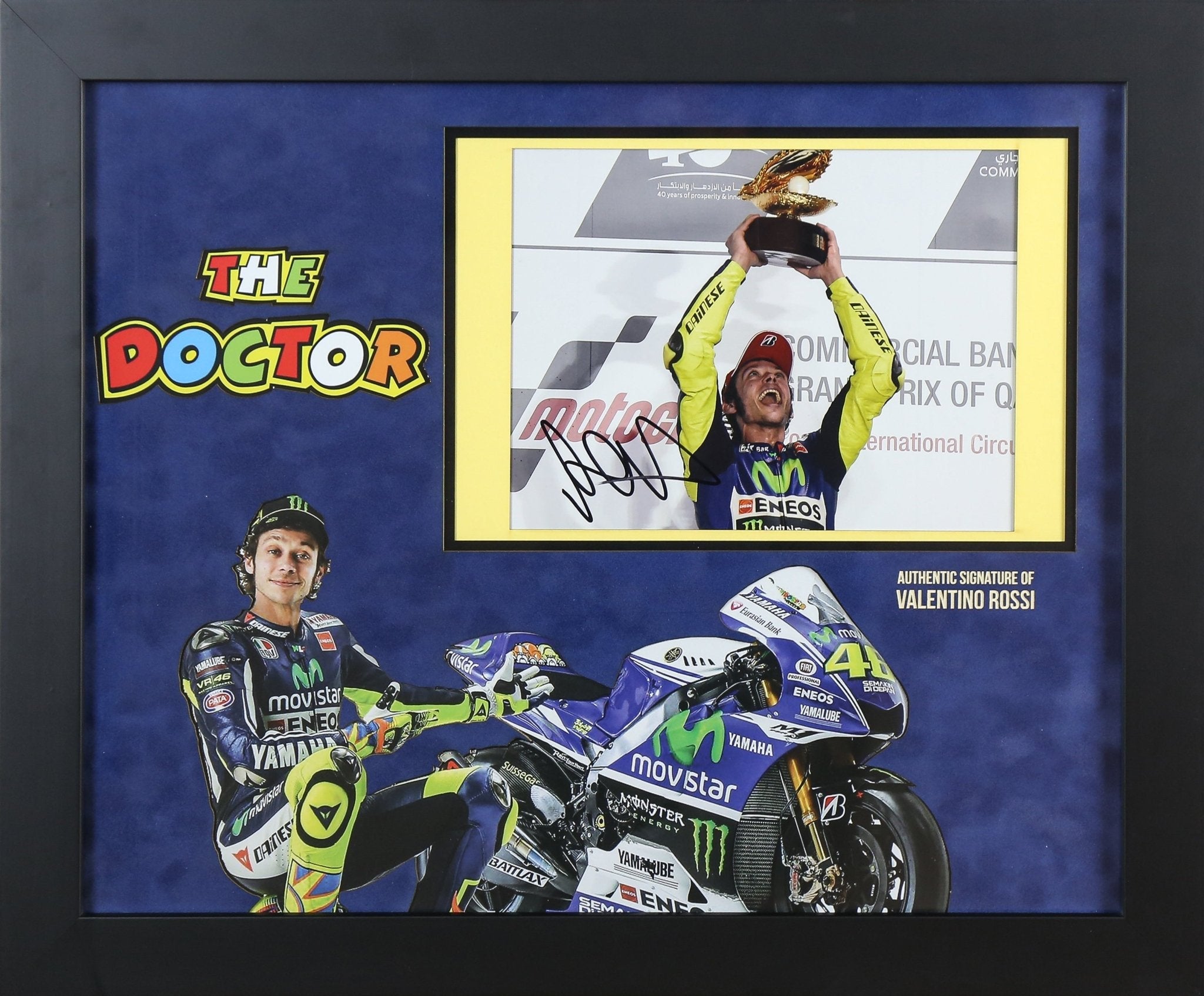 Valentino Rossi Signed 12x8 Photograph Framed Display - Memorabilia Framers Shop